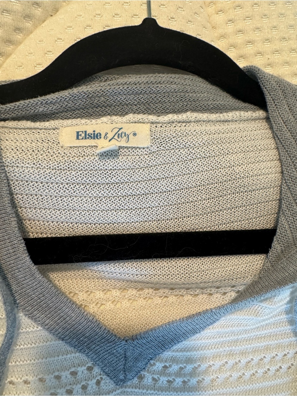 Striped Hooded Knit Sweater - Gray, White & Aqua - Picture 4 of 6